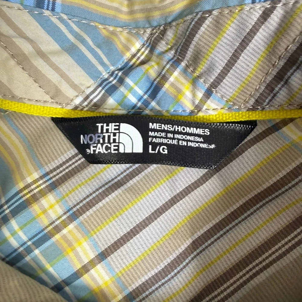 The North Face Button Up Shirt Mens L Pacific Coast Plaid Short Sleeve Hiking